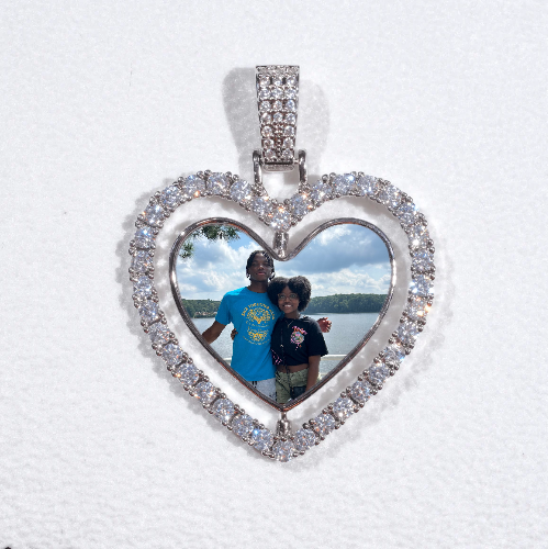 3D Spinning 2-Faced Heart Custom Picture Pendant