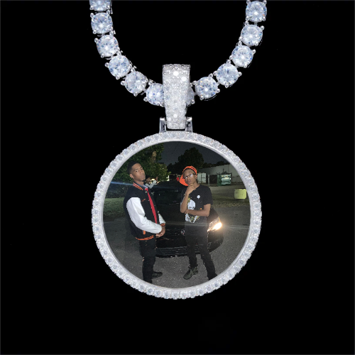 925S & VVS Moissanite 3D Circle Custom Picture Pendant