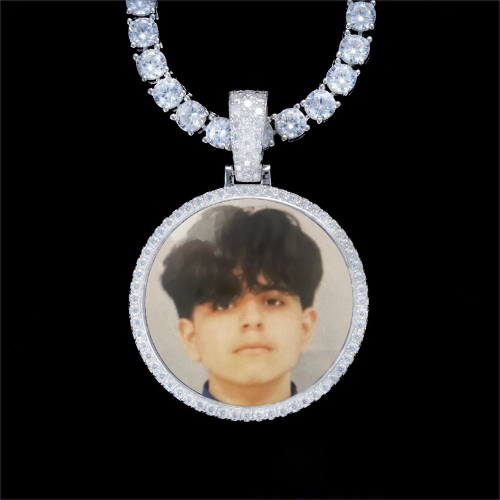 925S & VVS Moissanite 3D Circle Custom Picture Pendant