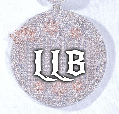 CUSTOM LETTER NECKLACE 3D BIG CROWN DISC