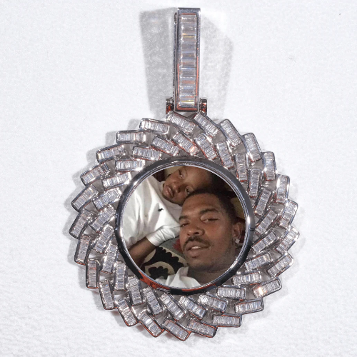 Large 3D Baguette Custom Picture Pendant