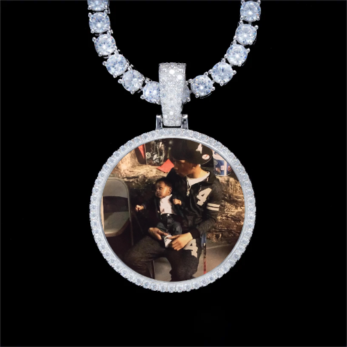925S & VVS Moissanite 3D Circle Custom Picture Pendant