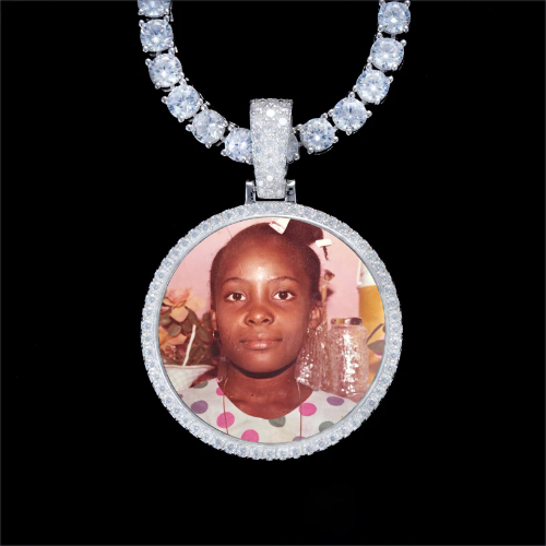 925S & VVS Moissanite 3D Circle Custom Picture Pendant