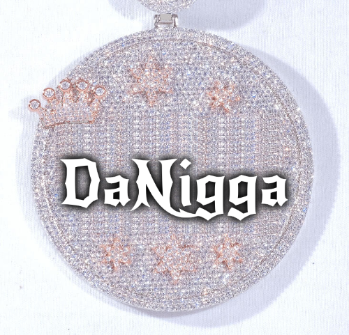 CUSTOM LETTER NECKLACE 3D BIG CROWN DISC