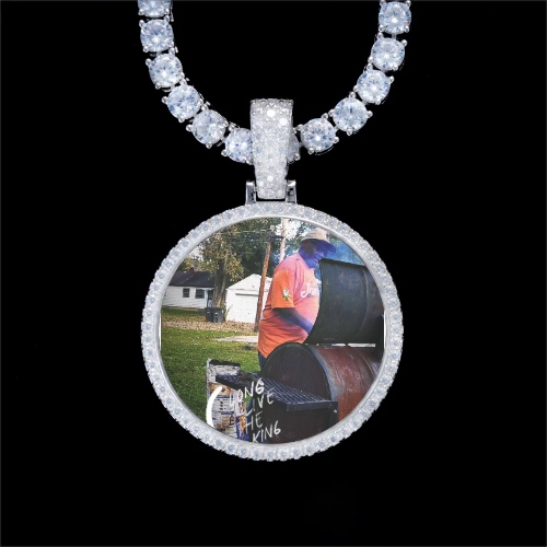925S & VVS Moissanite 3D Circle Custom Picture Pendant