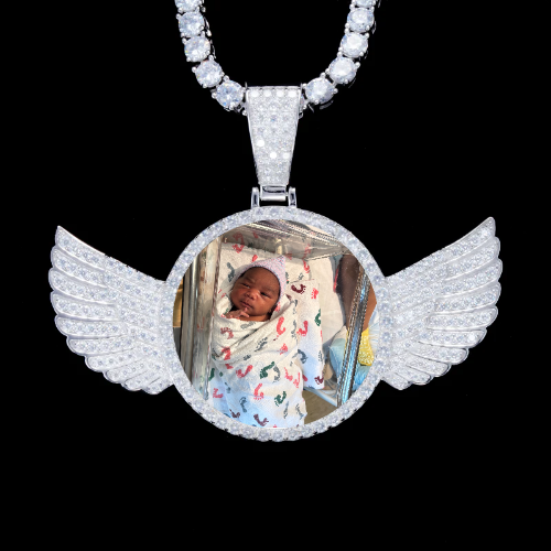 925S & VVS Moissanite 3D Wing Custom Picture Pendant