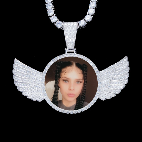 925S & VVS Moissanite 3D Wing Custom Picture Pendant