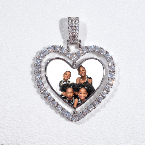 3D Spinning 2-Faced Heart Custom Picture Pendant