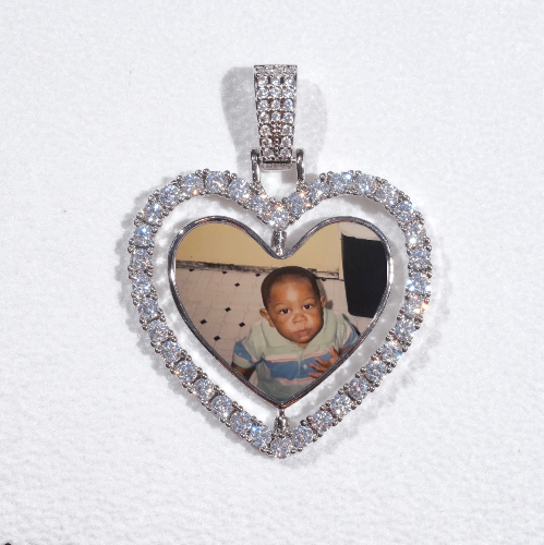 3D Spinning 2-Faced Heart Custom Picture Pendant