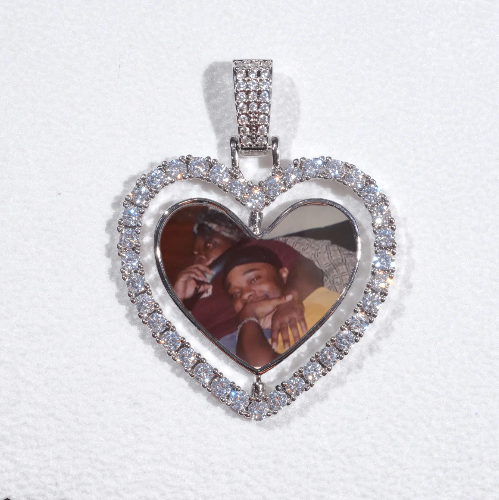 3D Spinning 2-Faced Heart Custom Picture Pendant