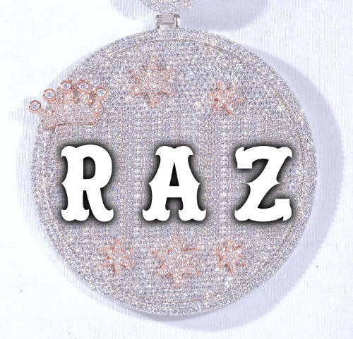 CUSTOM LETTER NECKLACE 3D BIG CROWN DISC