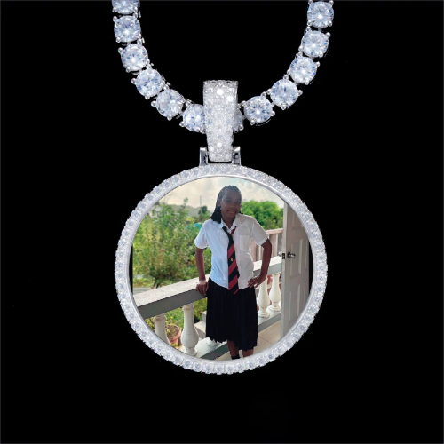 925S & VVS Moissanite 3D Circle Custom Picture Pendant