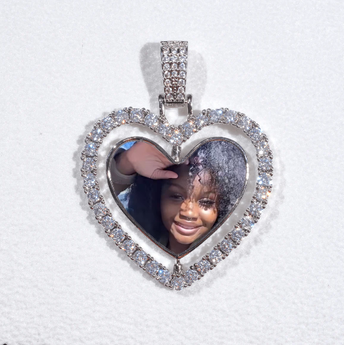 3D Spinning 2-Faced Heart Custom Picture Pendant