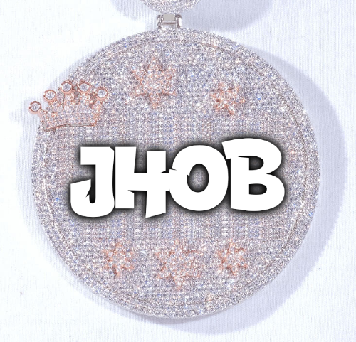 CUSTOM LETTER NECKLACE 3D BIG CROWN DISC