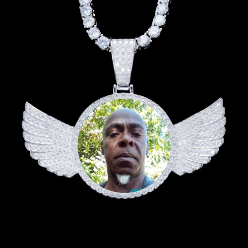 925S & VVS Moissanite 3D Wing Custom Picture Pendant