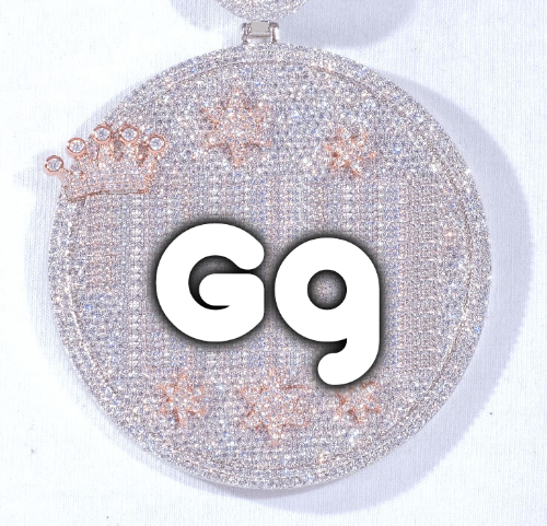 CUSTOM LETTER NECKLACE 3D BIG CROWN DISC