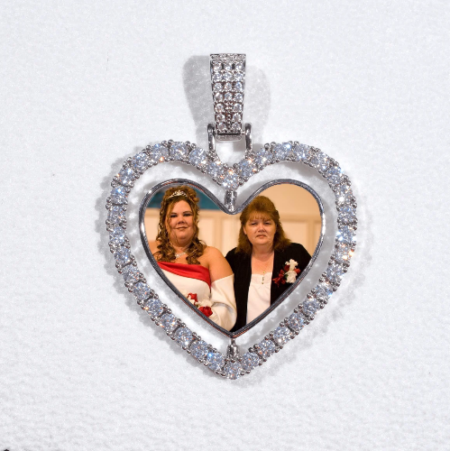 3D Spinning 2-Faced Heart Custom Picture Pendant