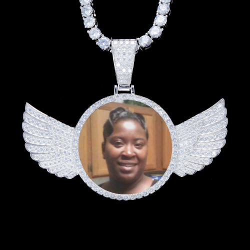 925S & VVS Moissanite 3D Wing Custom Picture Pendant