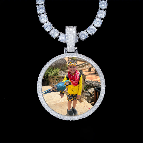 925S & VVS Moissanite 3D Circle Custom Picture Pendant