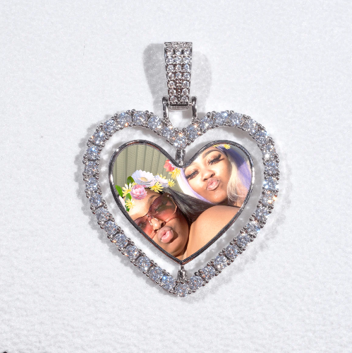 3D Spinning 2-Faced Heart Custom Picture Pendant