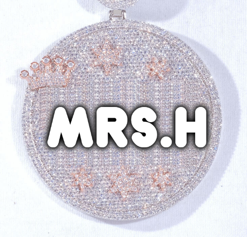 CUSTOM LETTER NECKLACE 3D BIG CROWN DISC