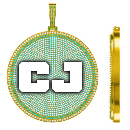 CUSTOM LETTER NECKLACE 3D BIG DISC