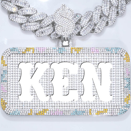 CUSTOM LETTER NECKLACE 3D COLORFUL SQUARE