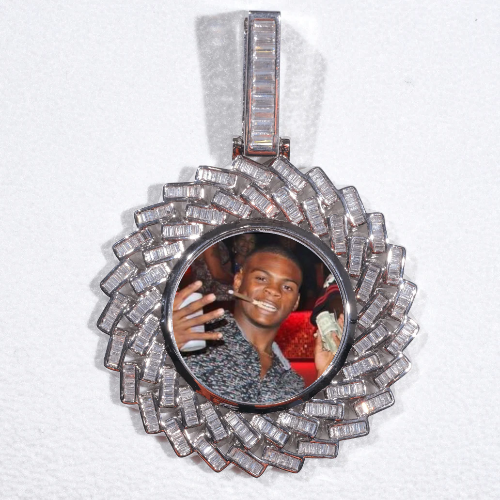 Large 3D Baguette Custom Picture Pendant