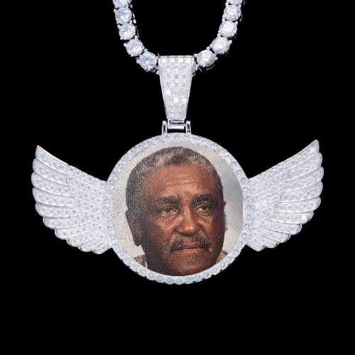 925S & VVS Moissanite 3D Wing Custom Picture Pendant