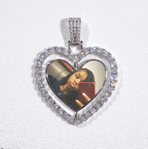 3D Spinning 2-Faced Heart Custom Picture Pendant