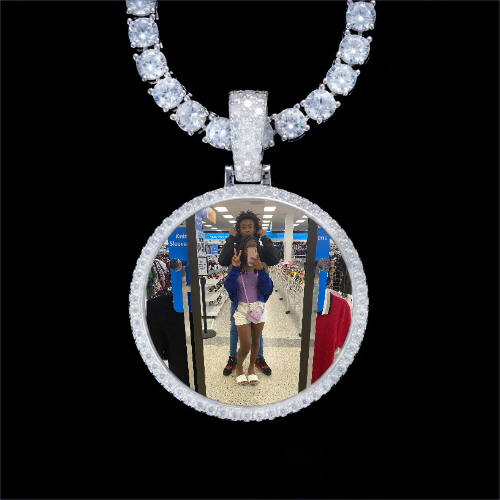 925S & VVS Moissanite 3D Circle Custom Picture Pendant