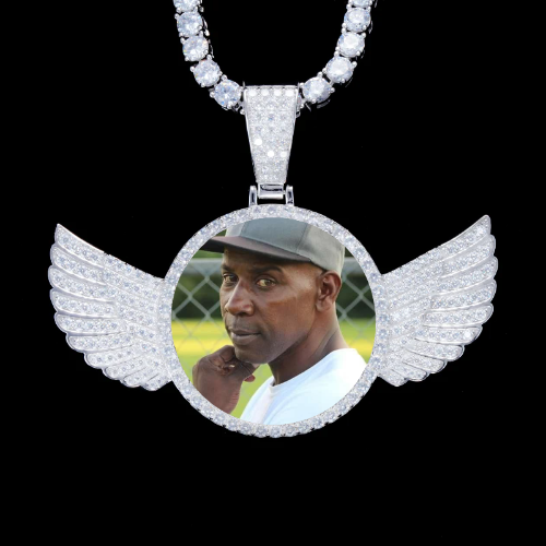 925S & VVS Moissanite 3D Wing Custom Picture Pendant