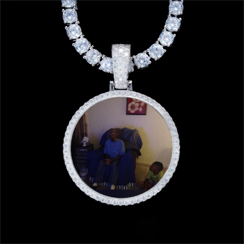 925S & VVS Moissanite 3D Circle Custom Picture Pendant