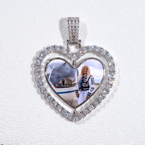3D Spinning 2-Faced Heart Custom Picture Pendant