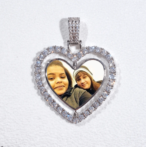 3D Spinning 2-Faced Heart Custom Picture Pendant
