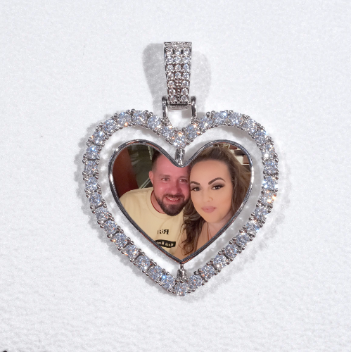 3D Spinning 2-Faced Heart Custom Picture Pendant