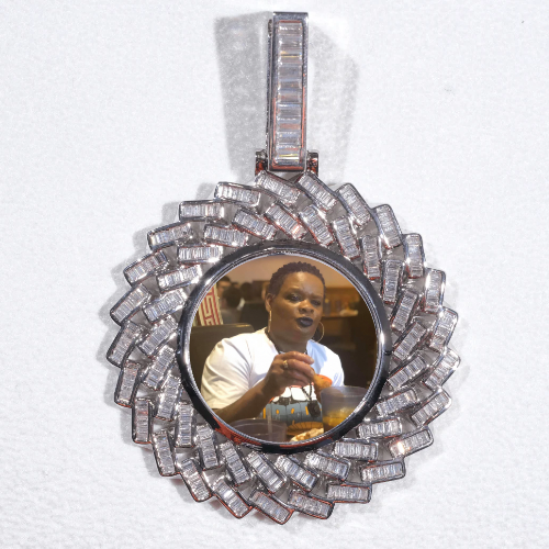 Large 3D Baguette Custom Picture Pendant