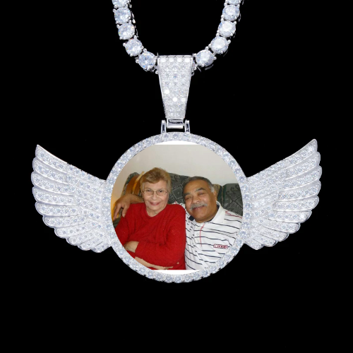 925S & VVS Moissanite 3D Wing Custom Picture Pendant