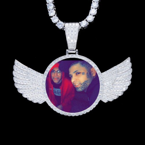 925S & VVS Moissanite 3D Wing Custom Picture Pendant