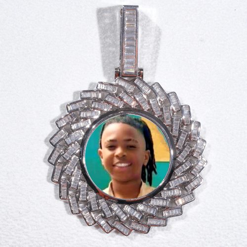 Large 3D Baguette Custom Picture Pendant