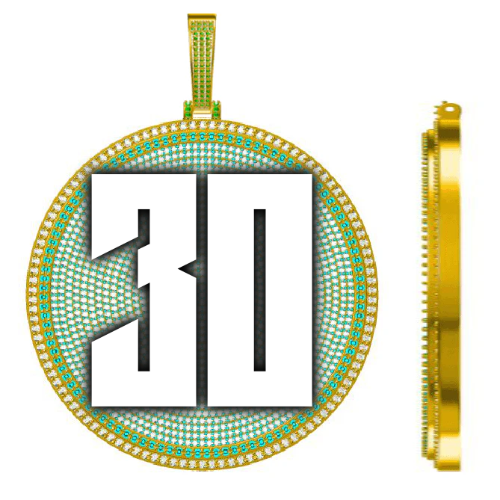 CUSTOM LETTER NECKLACE 3D BIG DISC