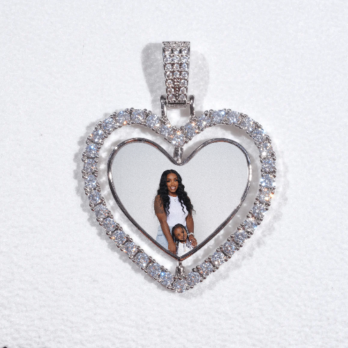 3D Spinning 2-Faced Heart Custom Picture Pendant
