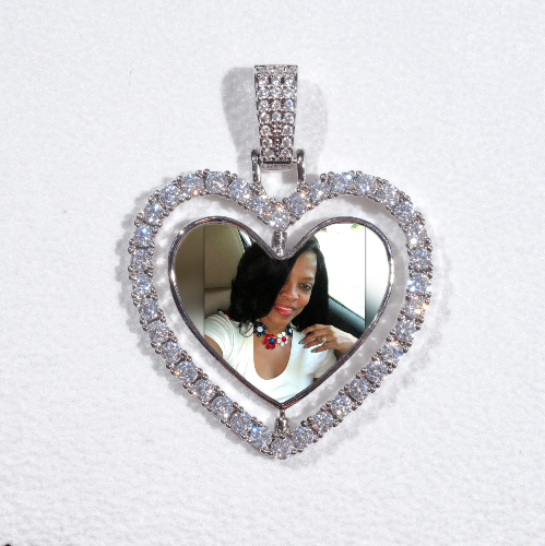 3D Spinning 2-Faced Heart Custom Picture Pendant