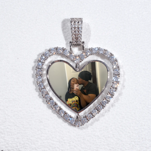 3D Spinning 2-Faced Heart Custom Picture Pendant