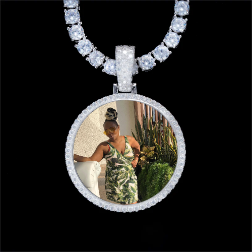 925S & VVS Moissanite 3D Circle Custom Picture Pendant