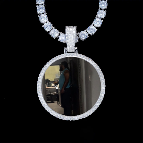 925S & VVS Moissanite 3D Circle Custom Picture Pendant