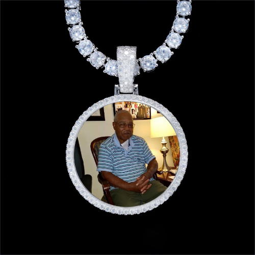 925S & VVS Moissanite 3D Circle Custom Picture Pendant