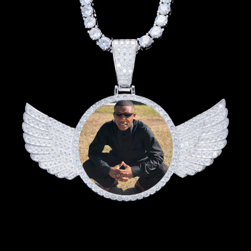 925S & VVS Moissanite 3D Wing Custom Picture Pendant