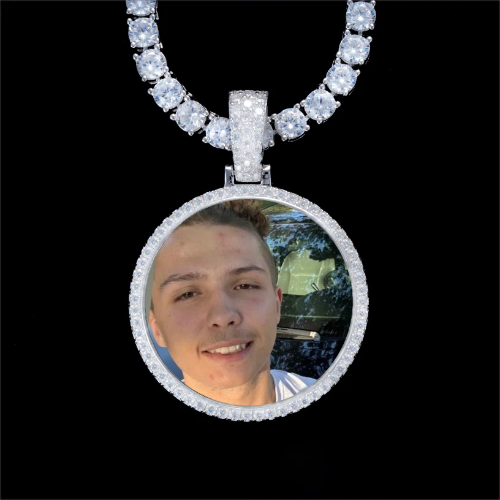 925S & VVS Moissanite 3D Circle Custom Picture Pendant
