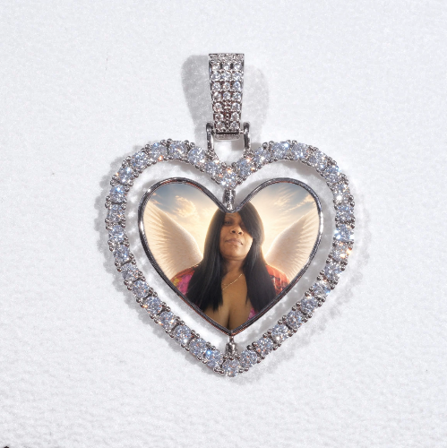 3D Spinning 2-Faced Heart Custom Picture Pendant